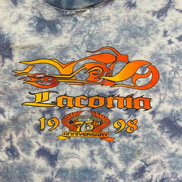 Vintage 90s Laconia Bike Week Tie Dye Shirt 1998 75th Anniversary Mens XL - Picture 4 of 10